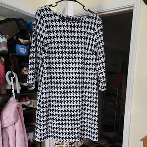 Apt. 9 Black and White Houndstooth Long Sleeve Dress